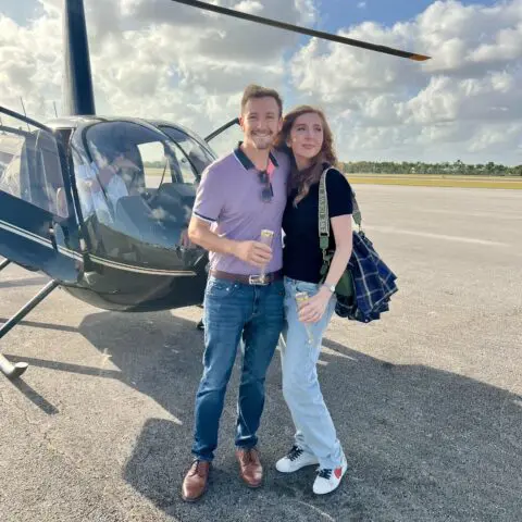 Couple enjoying Romantic Helicopter Ride in Miami