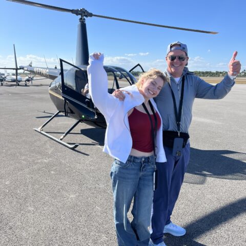 Family enjoying helicopter ride in Miami