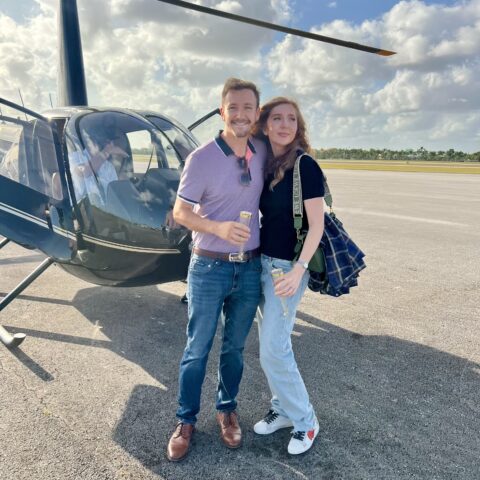 Couple enjoying Romantic Helicopter Ride in Miami