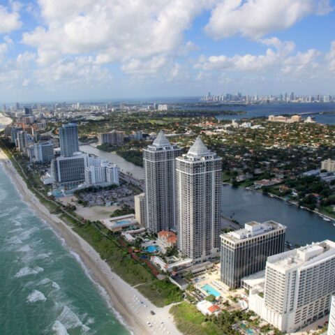 Miami Beach aerial views from air tour