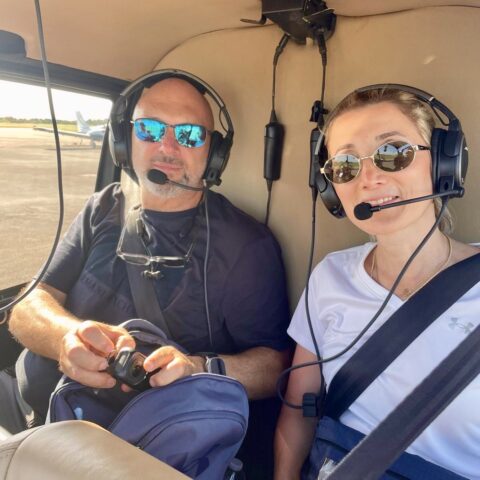 Couple inside Helicopter Tour Miami