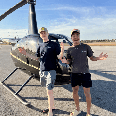 Friends on a helicopter ride in Miami